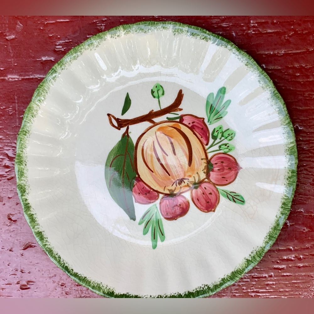 Vintage Discontinued Blue Ridge Southern Pottery Fruit Themed 8.5” Salad Plate